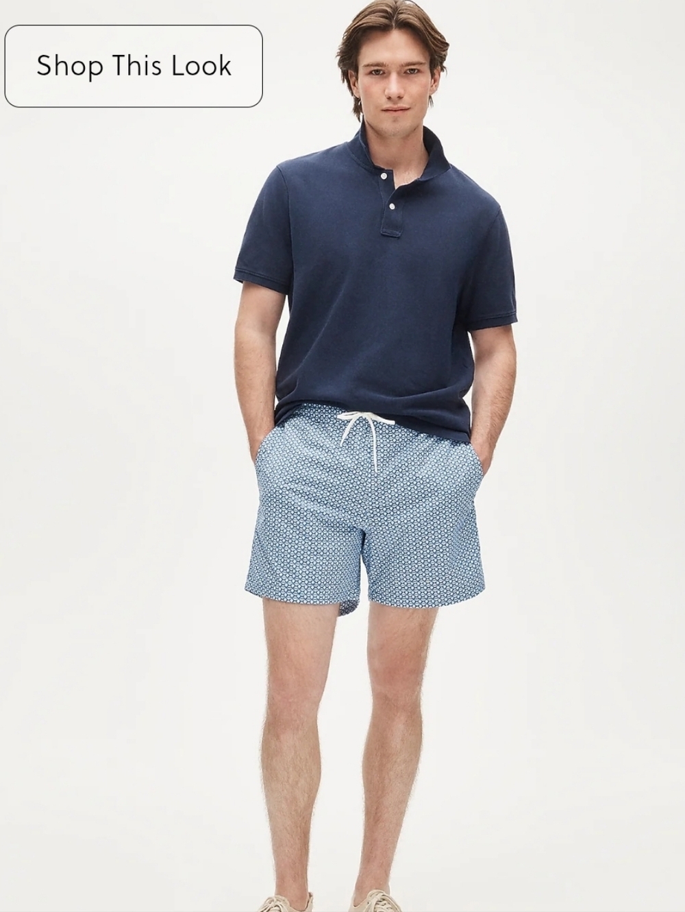 J. Crew Light Blue Patterned Swim Shorts